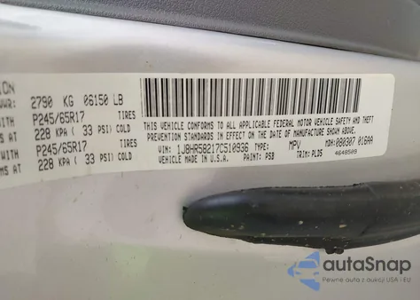 2007 Jeep Grand Cherokee Limited from USA, damaged, VIN 1J8HR58217C510936